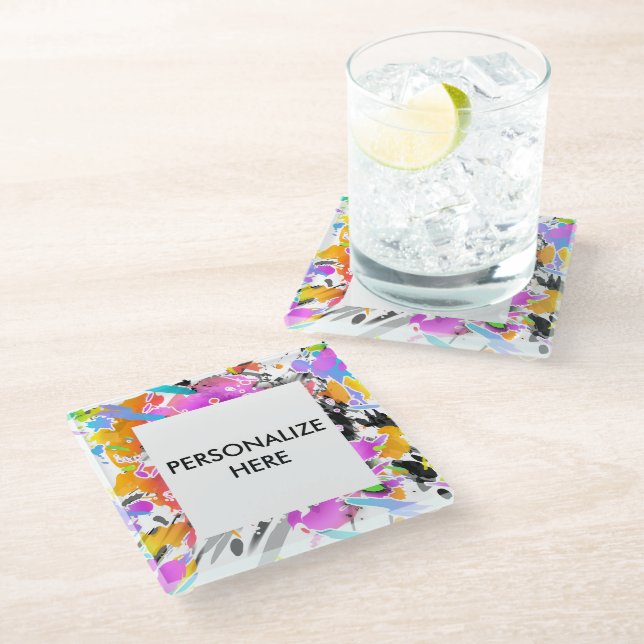 GRUNGE PUNK SPRITZER ART GLASUNTERSETZER (Schrägansicht)