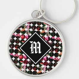 Grunge-Punkte Schwarz Rot Weiß abstrakt. Schlüsselanhänger