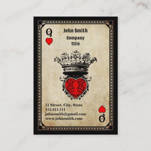 Grunge Queen of Hearts Visitenkarte (Vorderseite)