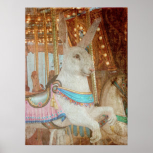 Grunge Rabbit Merry-Go-Round Poster