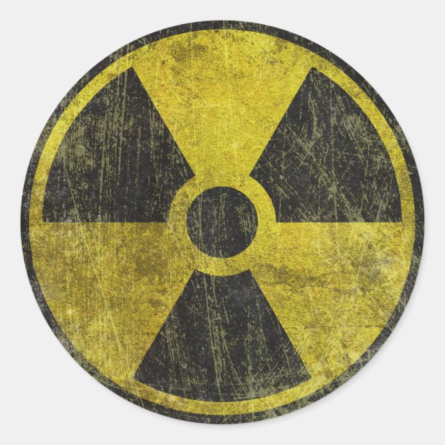 Grunge Radioactive Symbol Runder Aufkleber (Vorderseite)