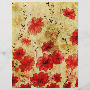 Grunge Red Floral Tapete Muster Scrapbook Papa
