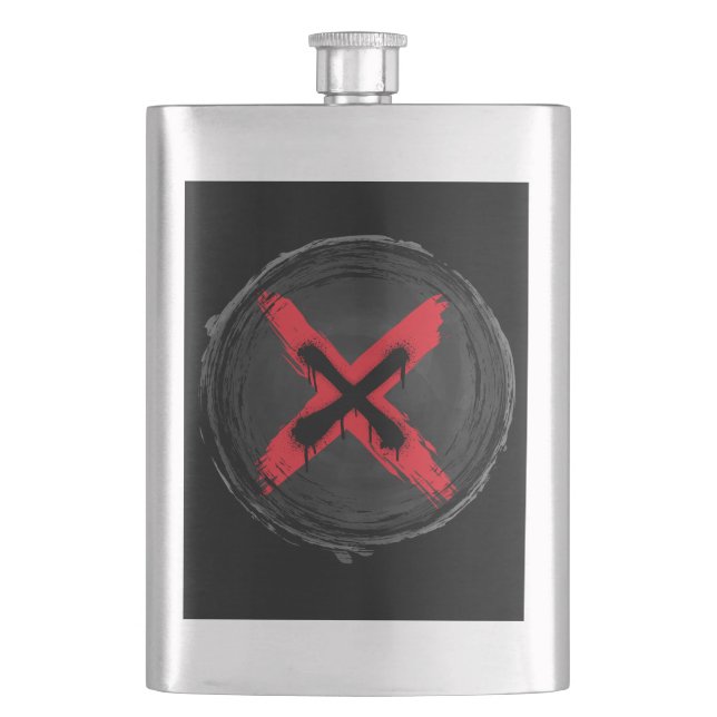 Grunge Red Xpression Flachmann (Vorderseite)