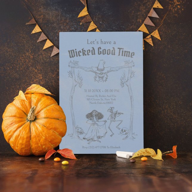 Grunge Retro Black Halloween-Party Einladung (Grudge Retro Black Halloween Party Invitation)