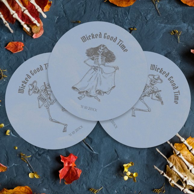 Grunge Retro Black Halloween-Party Runder Aufkleber (Von Creator hochgeladen)