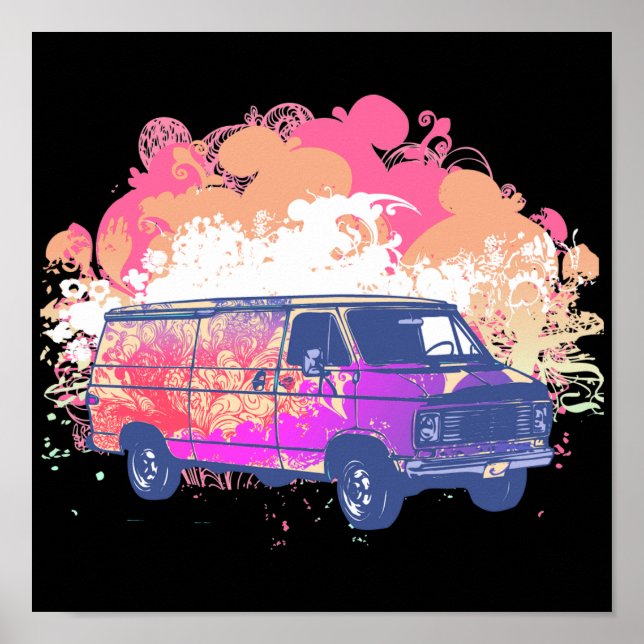 Grunge Retro Hippie van Poster (Vorne)