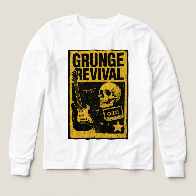 Grunge Revival Vintage Rock Poster Hoodie (Design Vorderseite)
