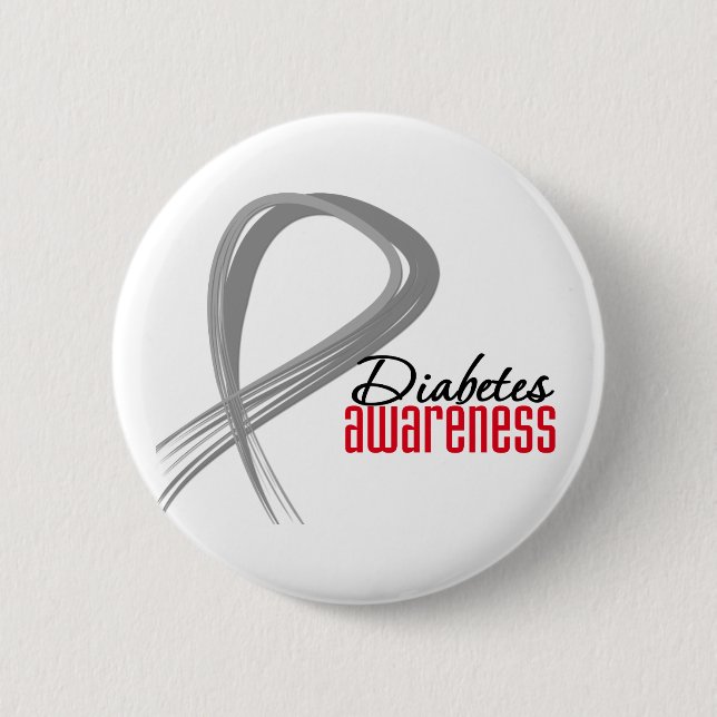 Grunge Ribbon Diabetes Bewusstsein Button (Vorderseite)