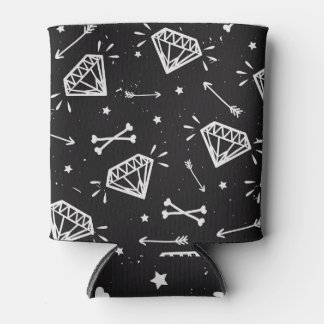 Grunge Rock: Diamanten, Knochen Muster. Dosenkühler