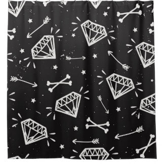 Grunge Rock: Diamanten, Knochen Muster. Duschvorhang