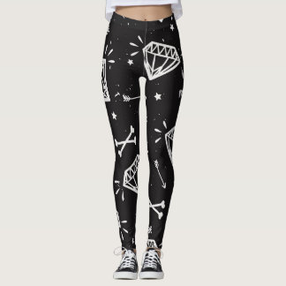 Grunge Rock: Diamanten, Knochen Muster. Leggings