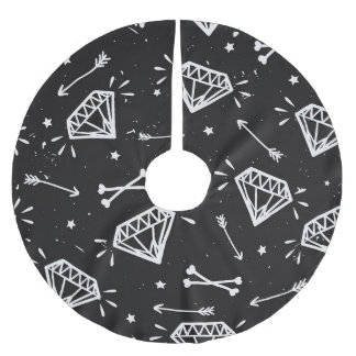 Grunge Rock: Diamanten, Knochen Muster. Polyester Weihnachtsbaumdecke