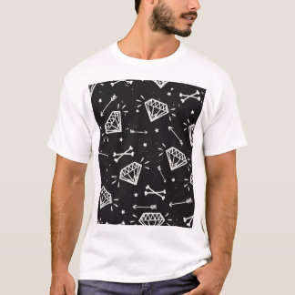 Grunge Rock: Diamanten, Knochen Muster. T-Shirt