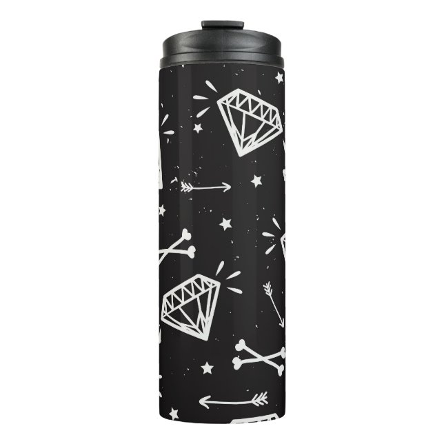 Grunge Rock: Diamanten, Knochen Muster. Thermosbecher (Vorderseite)