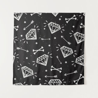 Grunge Rock: Diamanten, Knochen Muster. Wandteppich