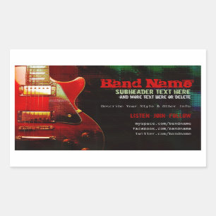 Grunge-Rot-Gitarren-Musikband-Promotion-Aufkleber Rechteckiger Aufkleber