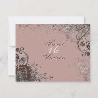 Grunge Rote Rose Sweet 16 Geburtstagsparty Einladu Einladung