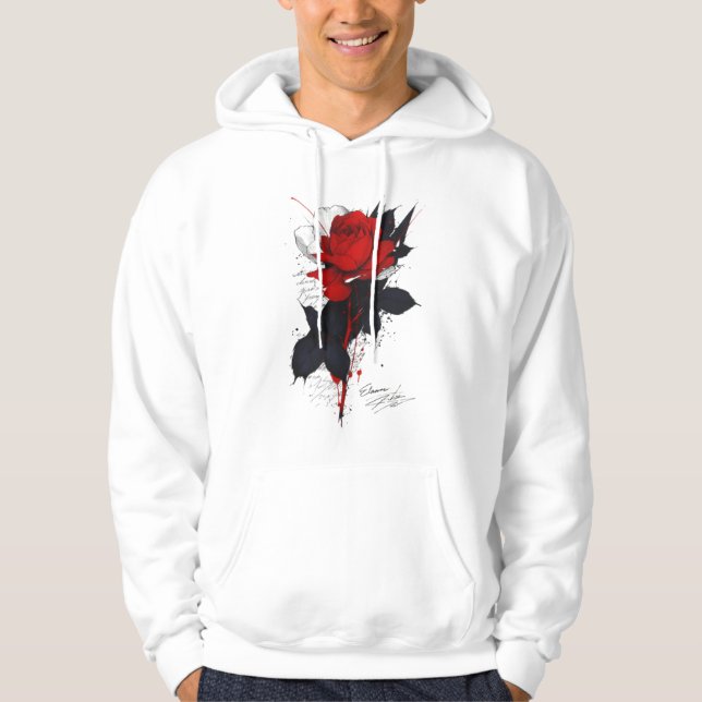 Grunge-Rote-Rosen-Kapuzenpullover Hoodie (Vorderseite)
