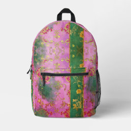 Grunge - Rucksack - Wild rosa grüne Damask - Rucks