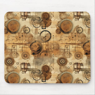 Grunge Rustic Steampunk-Uhr Mousepad