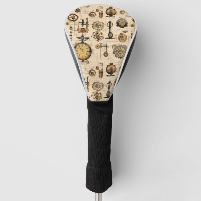 Grunge Rustikale Steampunkuhr (13) Golf Headcover (Vorderseite)