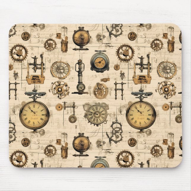 Grunge Rustikale Steampunkuhr (13) Mousepad (Vorne)