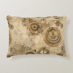 Grunge Rustikale Steampunkuhr (2) Dekokissen