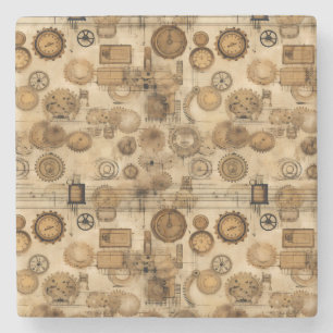 Grunge Rustikale Steampunkuhr (4) Steinuntersetzer