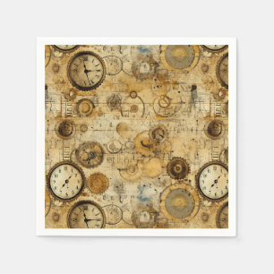 Grunge Rustikale Steampunkuhr (5) Serviette