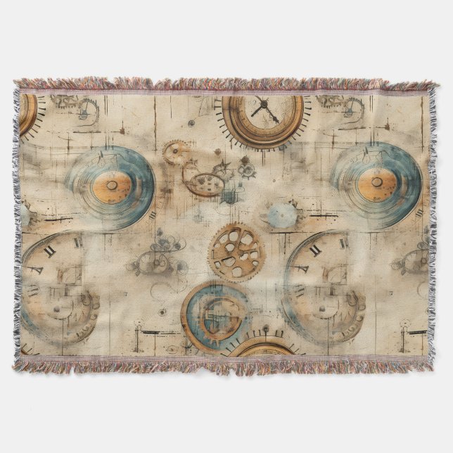 Grunge Rustikale Steampunkuhr (7) Decke (Vorderseite)