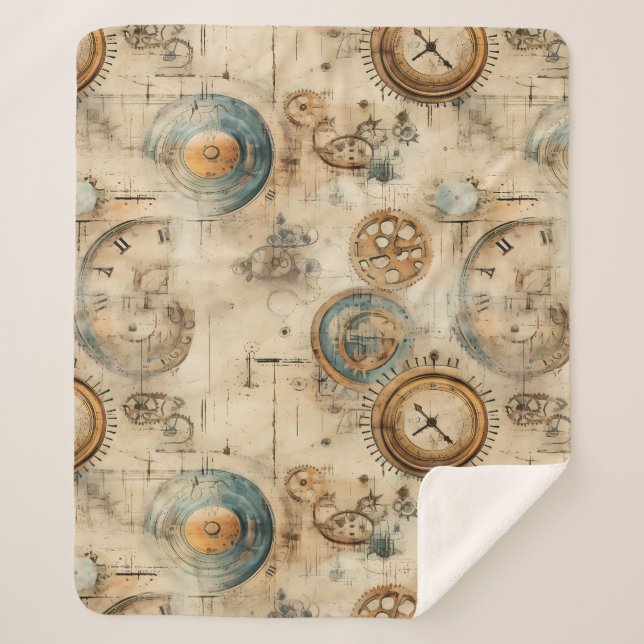 Grunge Rustikale Steampunkuhr (7) Sherpadecke (Vorderseite)