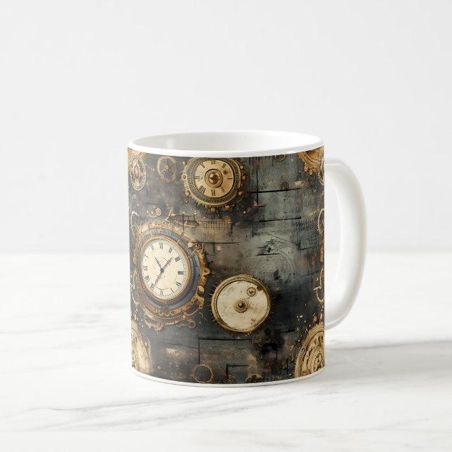 Grunge Rustikale Steampunkuhr (8) Kaffeetasse (VorderseiteRechts)