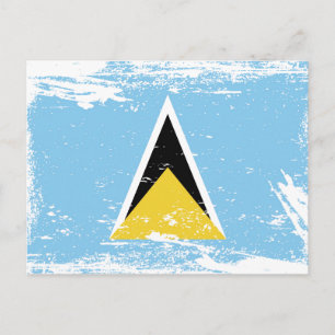 Grunge Saint Lucia Flagge Postkarte