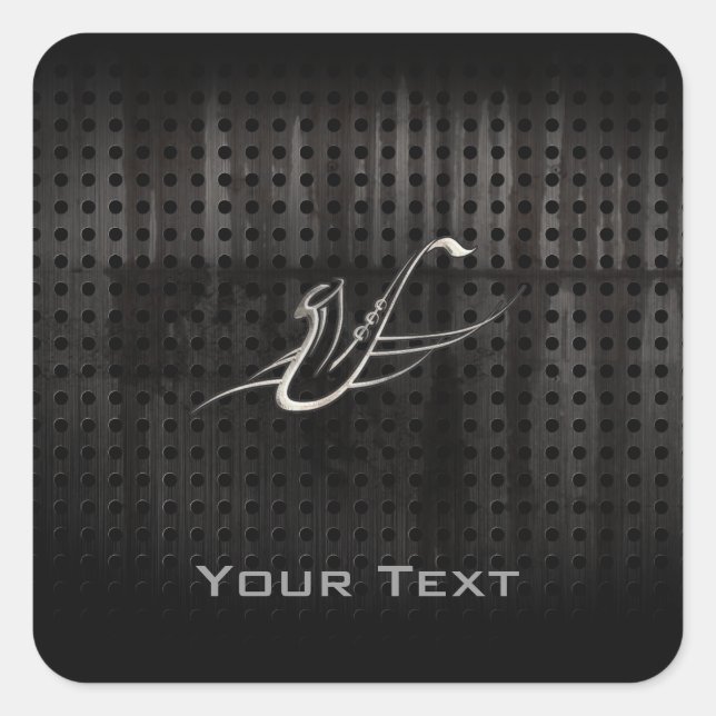 Grunge Saxophon Quadratischer Aufkleber (Vorderseite)