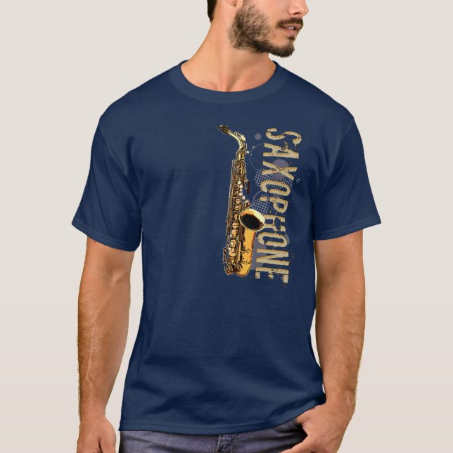 Grunge Saxophon T-Shirt (Vorderseite)
