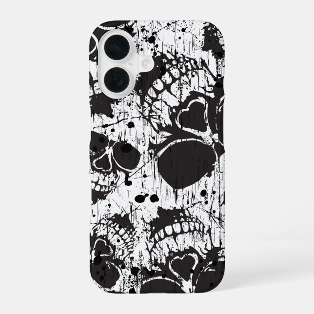 Grunge-Schädel iPhone 16 Hülle (Rückseite)