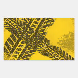 Grunge-Schild für schwarze Reifen Rechteckiger Aufkleber