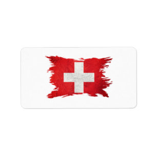 Grunge Schweiz Flagge, Pinselstrich, Schweizer Fla Adressaufkleber