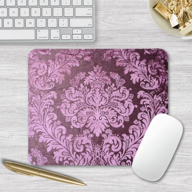 Grunge Shabby Chic Blüte Viktorianische lila Damas Mousepad (grunge shabby chic floral Victorian purple damask Mouse Pad)