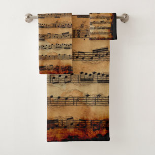 Grunge Sheet Music-Liebhaber Badhandtuch Set