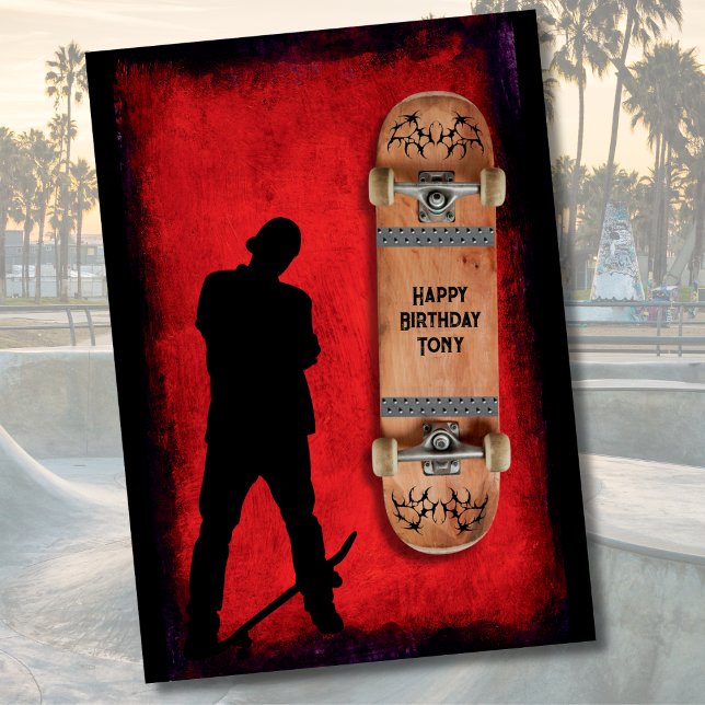 Grunge Skateboarding Happy Birthday Card Karte (Grunge Skateboarding Happy Birthday Card)