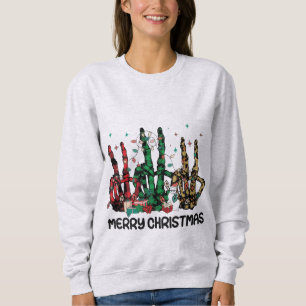 Grunge Skeleton Hands Frohe Weihnachten Sweatshirt