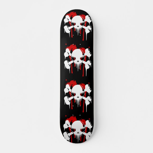 Grunge Skull and Bones Muster Skateboard (Vorne)