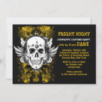 Grunge Skull Fright Night Black Einladung