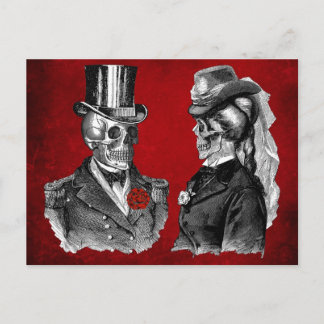 Grunge Skull Skeleton Couple Postkarte