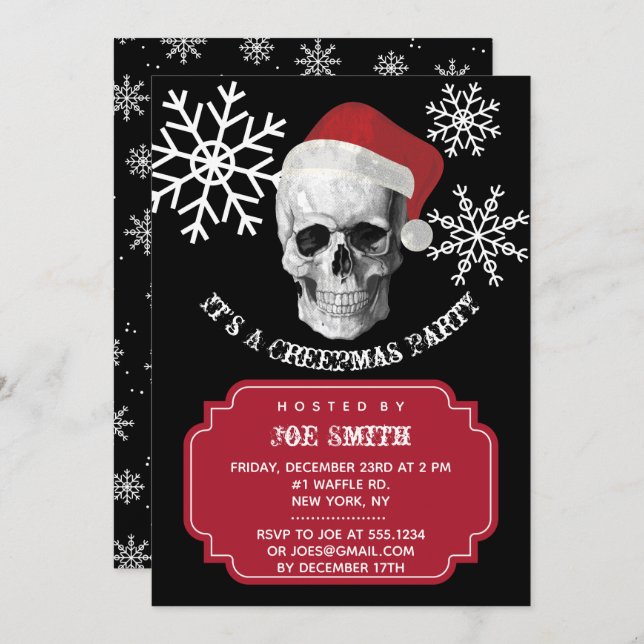 Grunge Skull Weihnachts-Party Einladung (Vorne/Hinten)