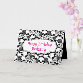Grunge Skulls und Rose Geburtstag Karte