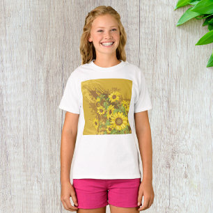 Grunge-Sonnenblumen-Art-Bold-Rustikal-Gelbe-Blumen T-Shirt