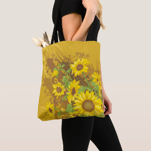 Grunge-Sonnenblumen-Kunst Bold Rustikal Gelbe Blum