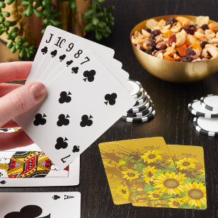 Grunge-Sonnenblumen-Kunst Bold Rustikal Gelbe Blum Spielkarten